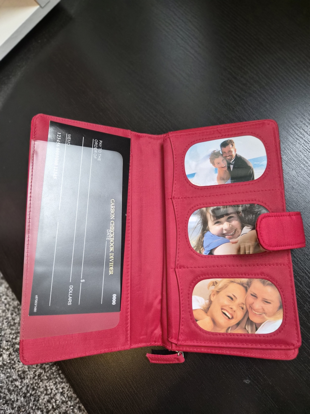 Red Multi-Photo Travel Wallet - Compact Cell Phone & Accessory Organizer